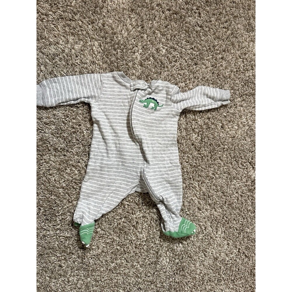 Carter's Dinosaur Sleep & Play Baby Bodysuit Gray Zip Pajama 3M - Picture 13 of 15